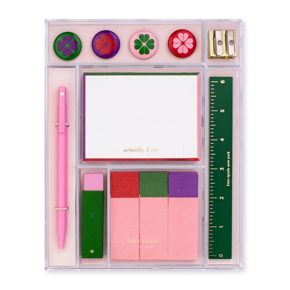 Kate Spade Tackle Box Office Set School Supplies Colorblock Dorm WFH Desk NWT